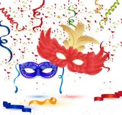 Confetti and mask vector pictures