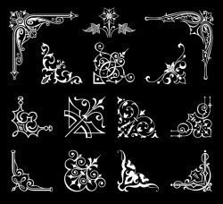 Corner ornaments white styles vectors 01
