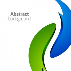 3d abstract background, green and blue wavy shapes