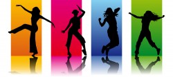 Dancing beauty silhouette figures