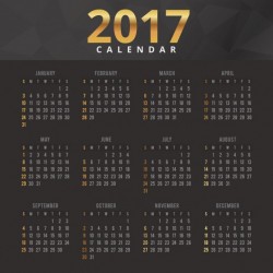 Elegant black and gold calendar 2017