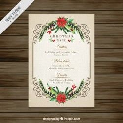 Elegant floral watercolor christmas menu