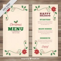 Elegant hand-drawn floral christmas menu