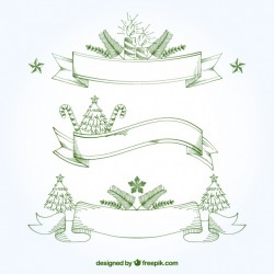 Fantastic collection hand-drawn ribbons for christmas