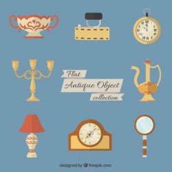 Flat antique object collection