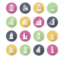 Flat architecture icons vector image