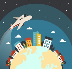 Flying airplane vector