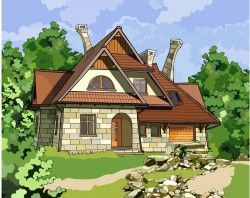 Forest villa design vector