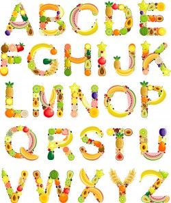 Fruits alphabets vectors set