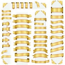 Golden ribbon banners vectors 01