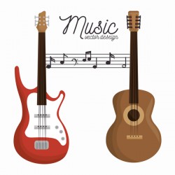 Guitar with retro music background