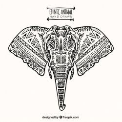 Hand drawn ethnic ornamental elephant
