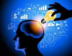 Human brain and lamp vector