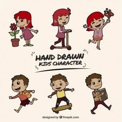 Ketches of children collection doing activities