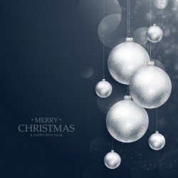 Merry christmas background of silver balls