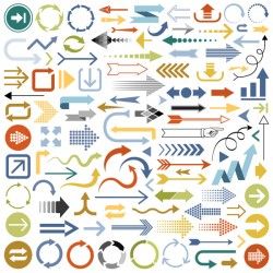 Multicolored arrows vector set