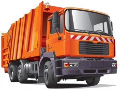Orange garbage truck vector pattern