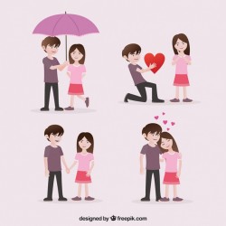 Pack of couple in love in different postures