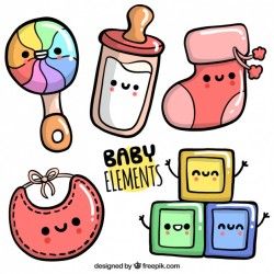 Pack of hand drawn baby accessories
