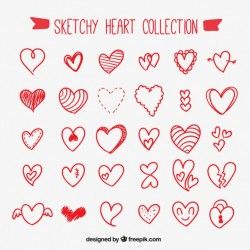 Red sketchy heart collection