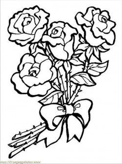 Roses and Ribbon Flower Coloring Page | Kids Play Color