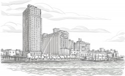 Seaside office building vector