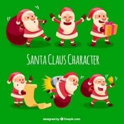 Selection of cheerful santa claus working