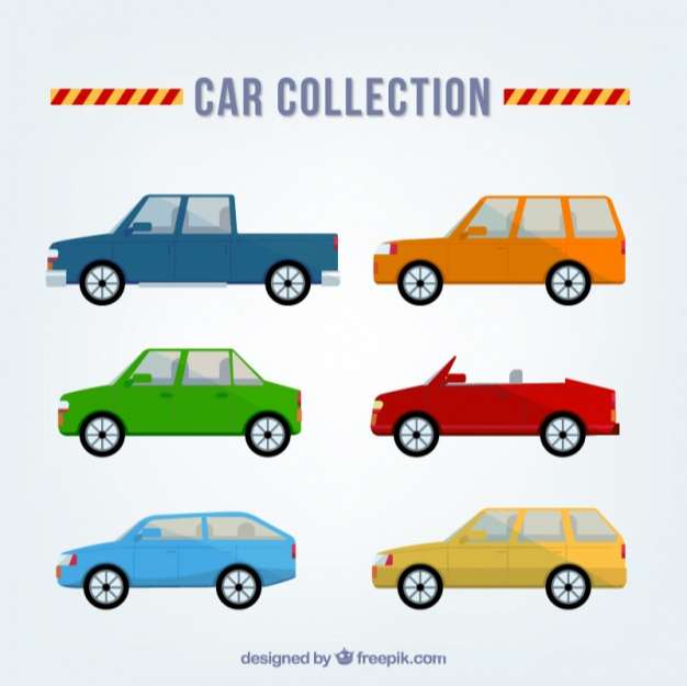 Selection of different car models in flat design
