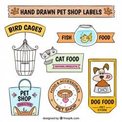 Set of decorative pet shop stickers
