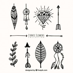 Set of ethnic objects sketches