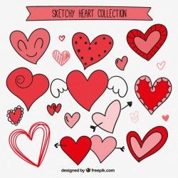 Set of hand drawn hearts