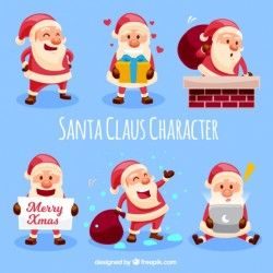 Set of happy santa claus in different postures