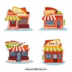 Set of pet shop in flat design