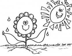 Smiling Sun Flower Coloring Page | Kids Play Color