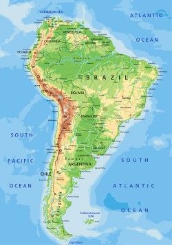 South America physical map vector graphics
