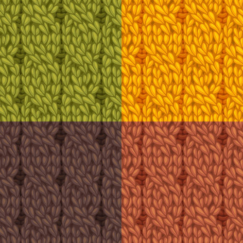 Textures knitted pattern set vector 03