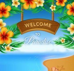 Tropical flower holiday poster vector pictures