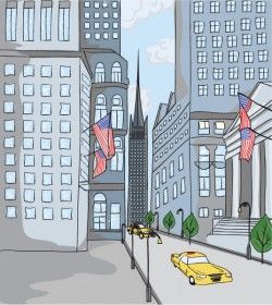 US city streets illustration vector