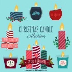 Variety of christmas candles in flat design