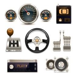 Vector cartoon car parts