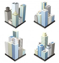 Vector cartoon city buildings