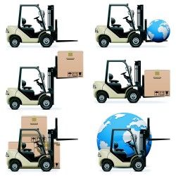 Vector cartoon truck cartons
