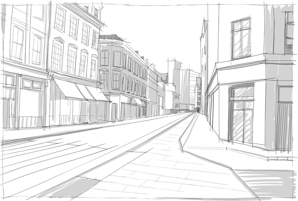 Vector Hand-painted city streets of Europe