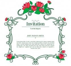 Vine flowers invitation card vector pictures