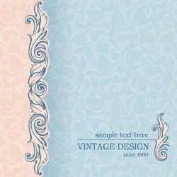 Vintage blue pattern card vector pictures