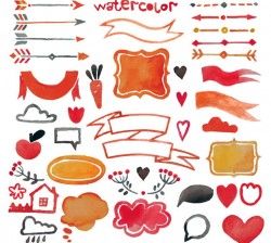 Watercolor ribbons and arrows vector pictures