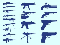 19 Western Guns Silhouette Vector