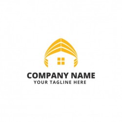 Yellow logo with a house
