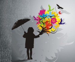 Blooming in the rain Vector