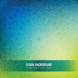 Blurred green and blue background with flowers